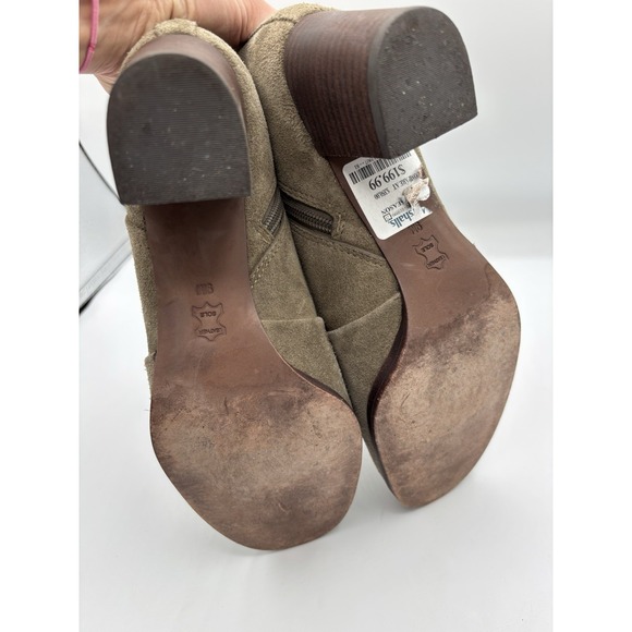 Tory Burch Taupe Suede Ankle Bootie Block Heel Size 9 Round Toe - Picture 7 of 8